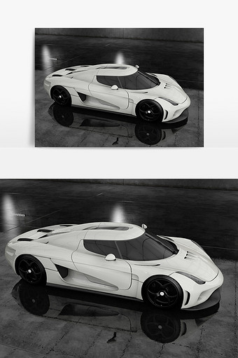 C4D模型白色轿跑默认渲染器图片