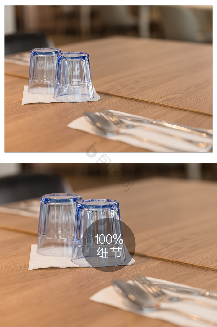 餐厅桌面杯子特写摄影图片