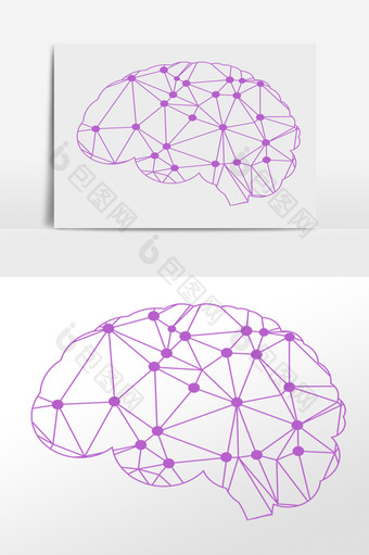 手绘智能大脑科技链接插画图片