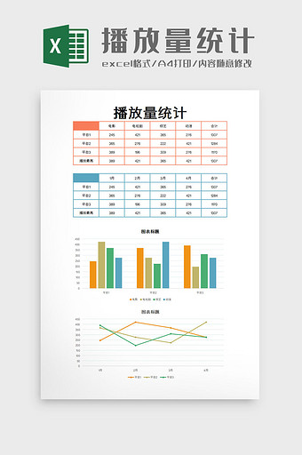 播放量统计excel模板图片