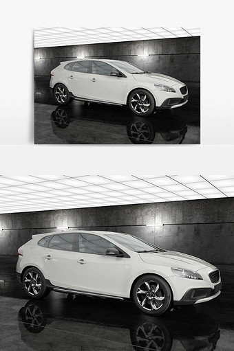 C4D模型白色家用SUV标准渲染器图片