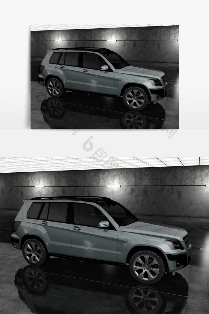 C4D模型灰绿中型SUV标准渲染器图片图片