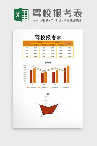 驾校报考表excel模板图片