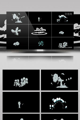 10组4K带通道卡通爆炸烟雾视频素材图片