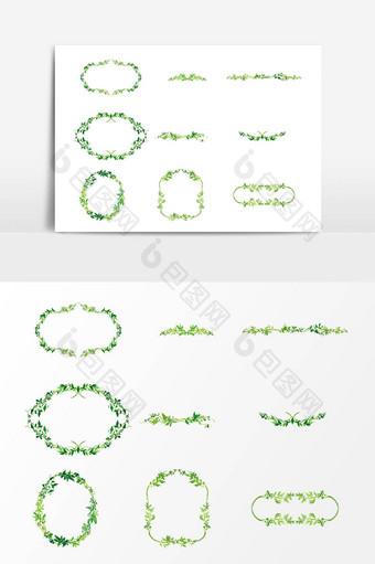 绿色植物装饰边框设计元素图片