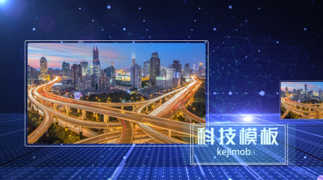 蓝色大气科技图文展示AE模板