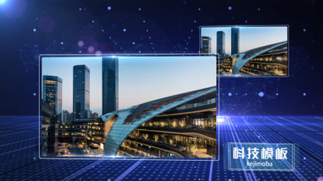 蓝色大气科技图文展示AE模板