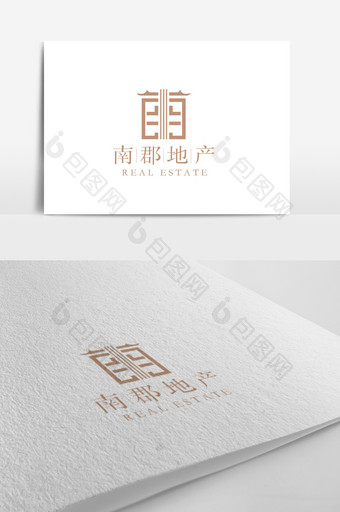 中式大气简洁简约地产院子logo模板图片