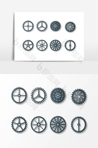 手绘机械齿轮剪影设计元素图片