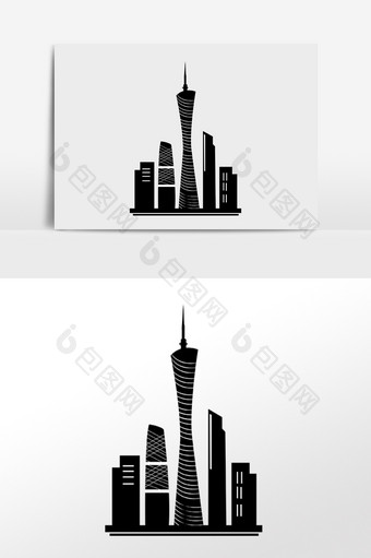 手绘广州旅游城市地标建筑插画图片