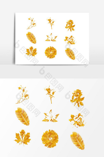 金色植物设计素材图片