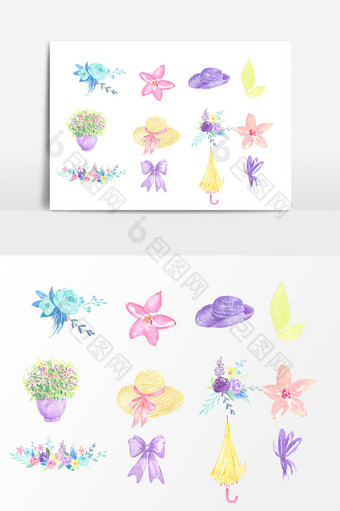 卡通彩色花朵植物设计素材图片