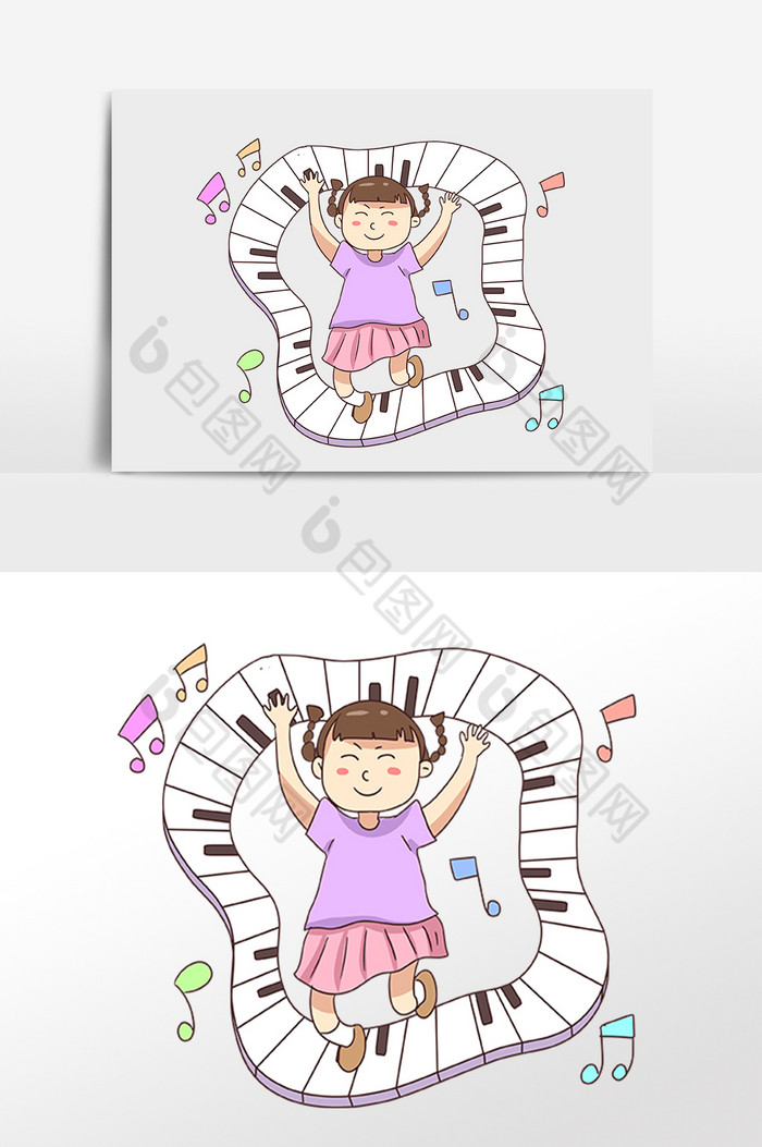 女孩弹奏钢琴插画图片图片