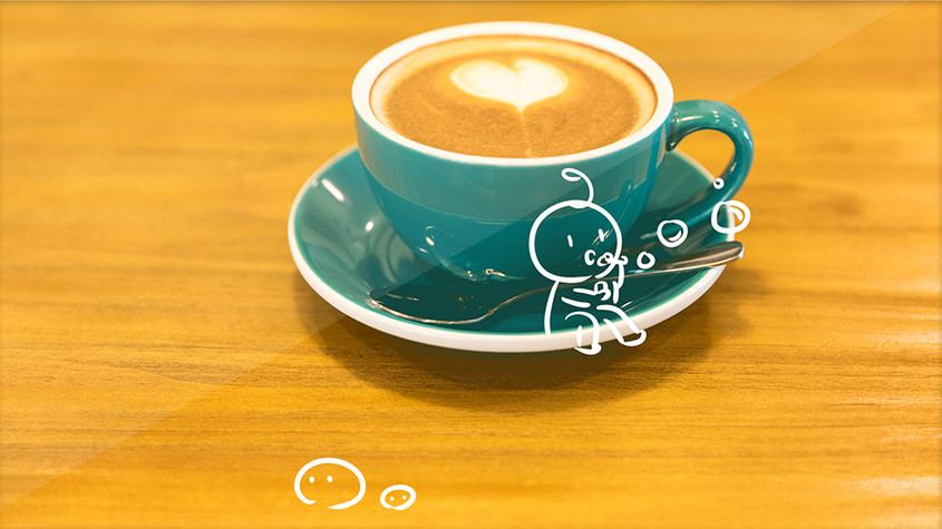 一杯拿铁咖啡下午茶创意摄影插画gif