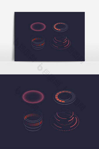 红色科技光环矢量素材图片