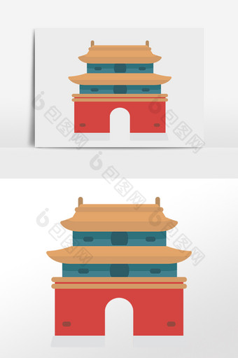 手绘旅游城市北京地标建筑插画图片