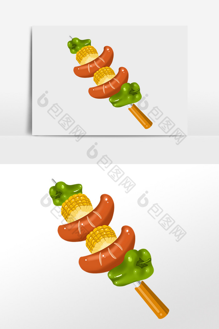 美味烧烤烤肠串插画图片图片