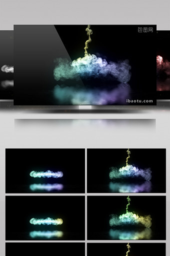 4组彩色烟雾大气震撼效果透明通道素材图片
