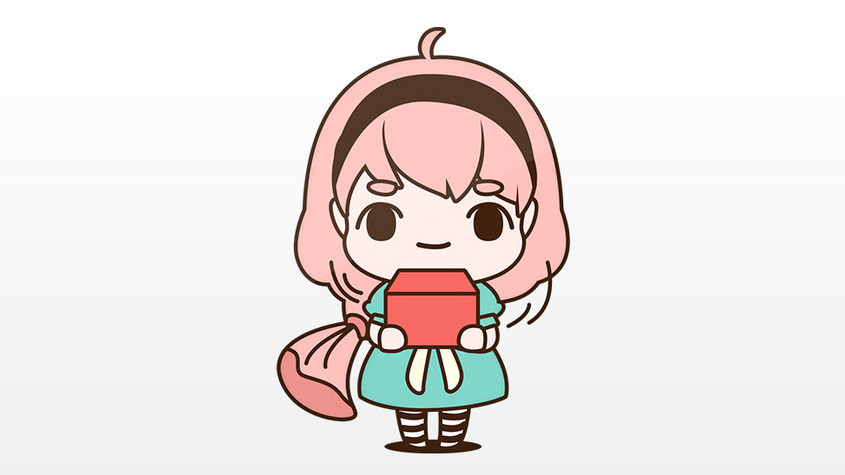 粉色头发蓝色衣服小女仆礼物动态表情包配图