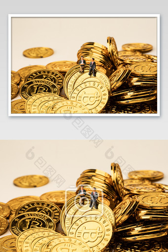 金融科技虚拟货币金币比特币摄影图片