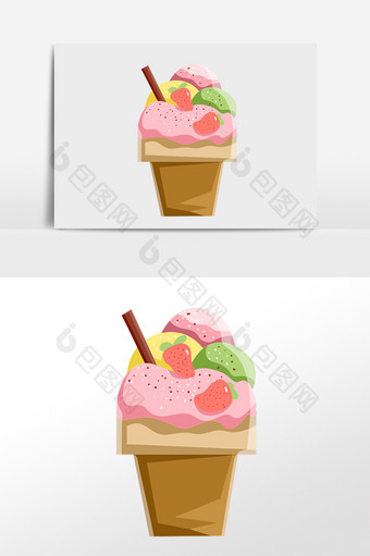 手绘夏季冷饮冰淇淋圣诞插画图片