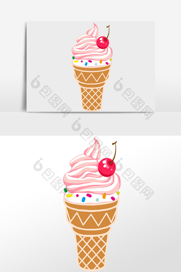 夏季冷饮樱桃冰淇淋插画图片图片