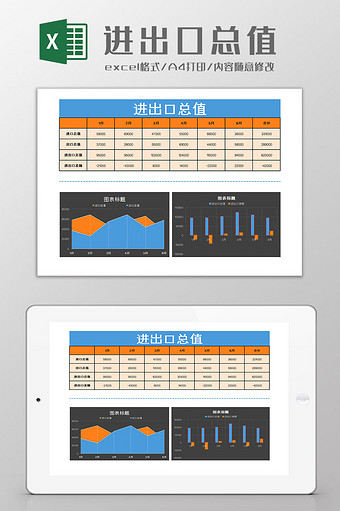 进出口总值Excel模板图片