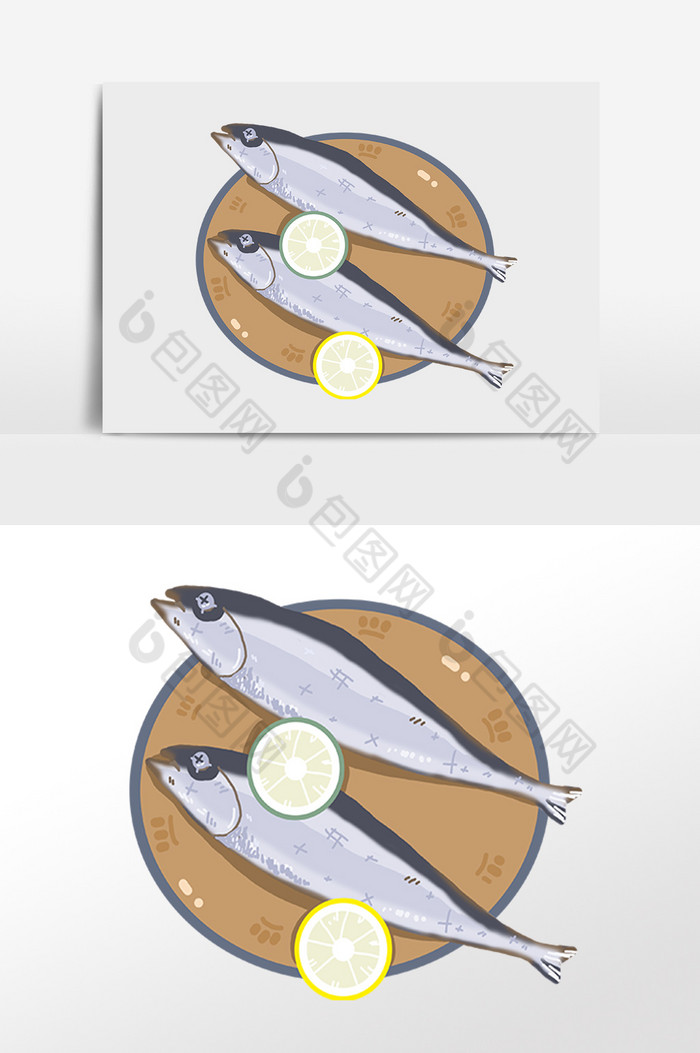 美味食物海鲜鲫鱼插画图片图片