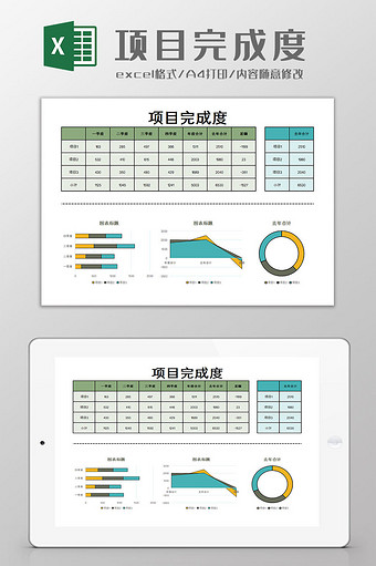 项目完成度Excel模板图片