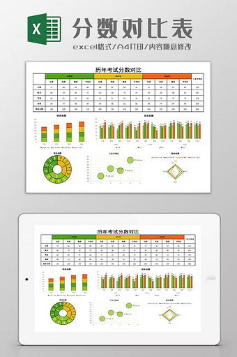 分数对比表Excel模板图片