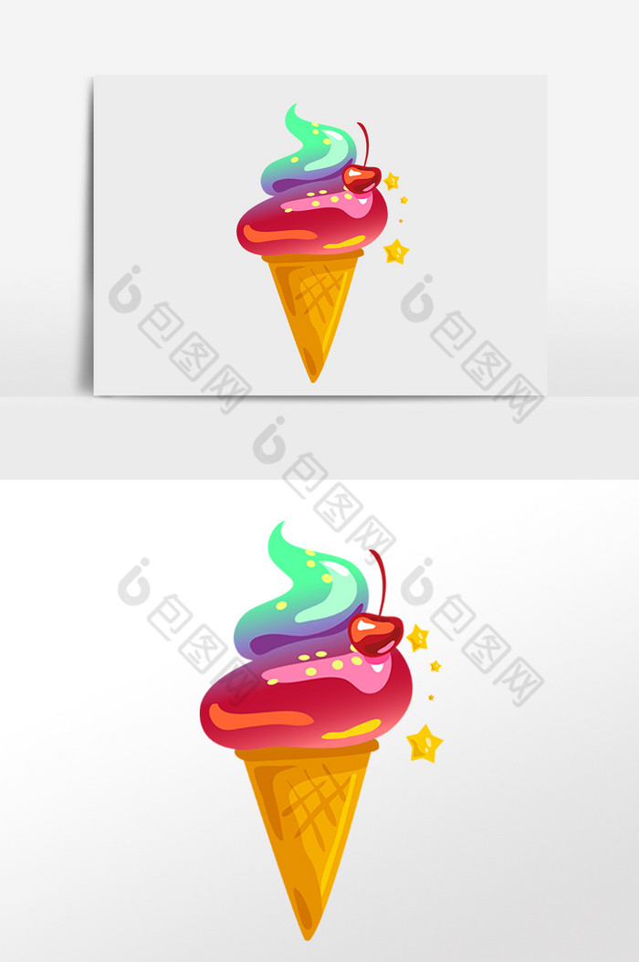 夏日冷饮蛋筒冰淇淋插画图片图片