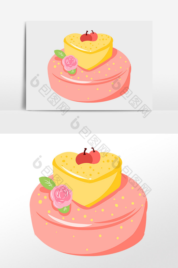 庆祝生日爱心水果蛋糕插画图片图片