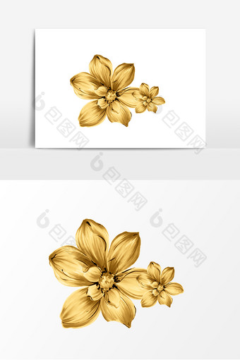 金色质感花朵装饰元素图片