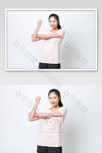 年轻女生热身运动健身图片