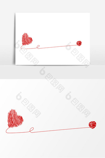 手绘爱心线团分割线矢量元素图片