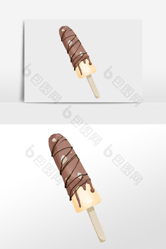 手绘夏季冷饮巧克力糕插画图片