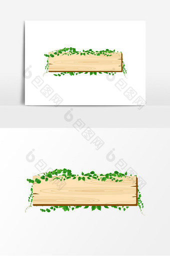 夏季夏天木质木头植物标题边框元素图片