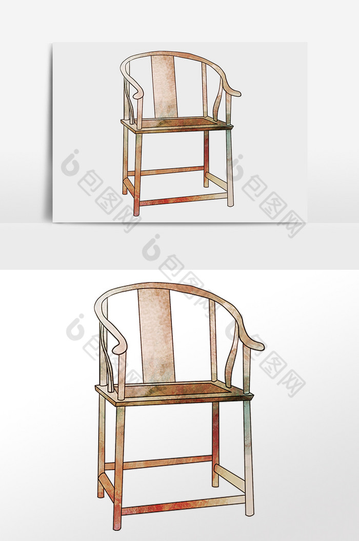 古风家具凳子靠椅椅子插画图片图片