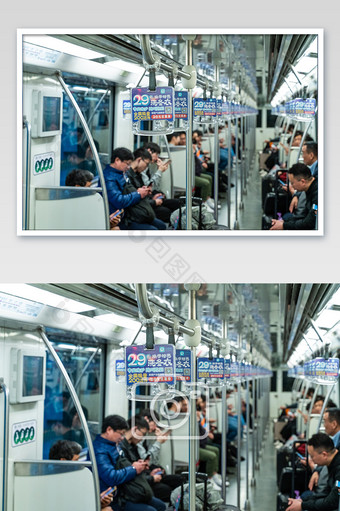 轨道交通地铁车厢内部扶手摄影图图片