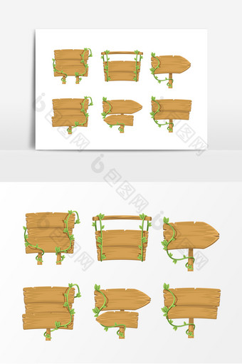 卡通木质指示牌设计素材图片