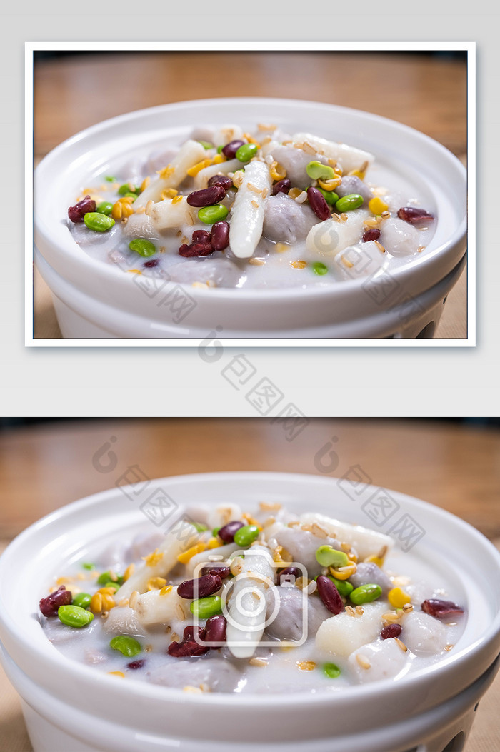 健康养生红豆山药芋艿汤美食摄影图图片图片
