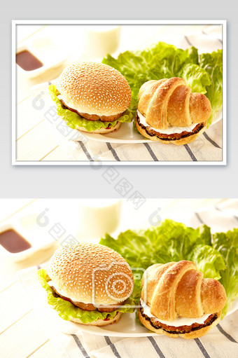 高清美食黑胡椒鸡腿汉堡摄影图图片