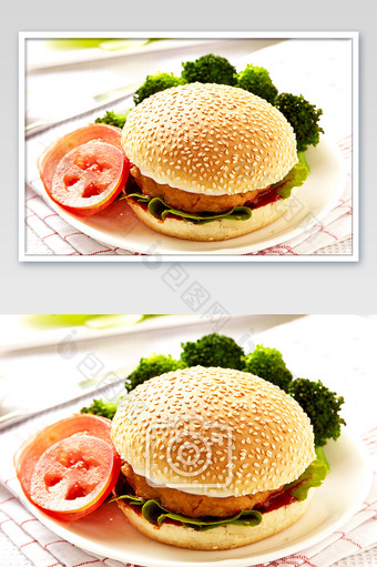 高清美食鸡腿汉堡摄影图图片