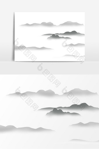 水墨山川山脉中国风元素图片