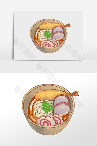手绘餐饮美食食物海鲜小吃面条插画图片