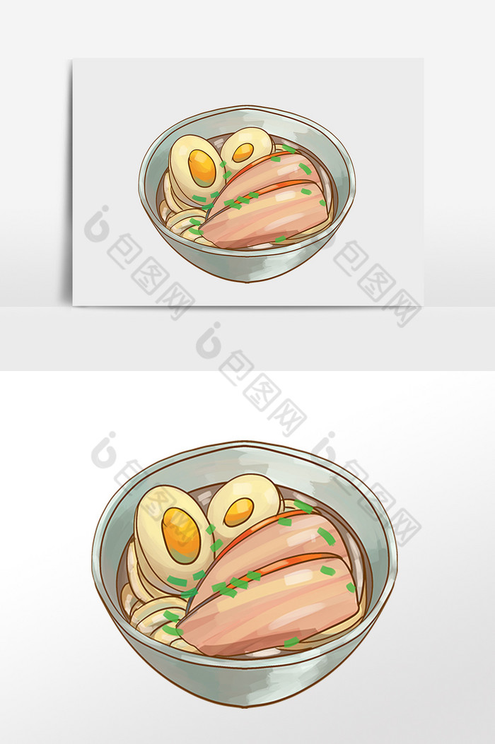 餐饮食物牛肉鸡蛋面条插画图片图片