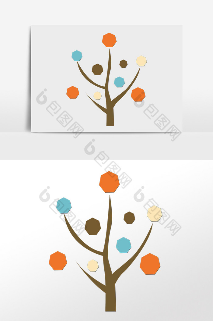 PPT彩色树木图形信息分析插画图片图片