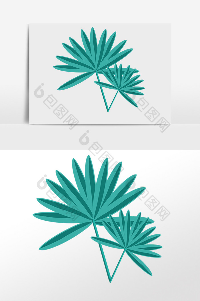 沙滩热带植物两片叶子插画图片图片