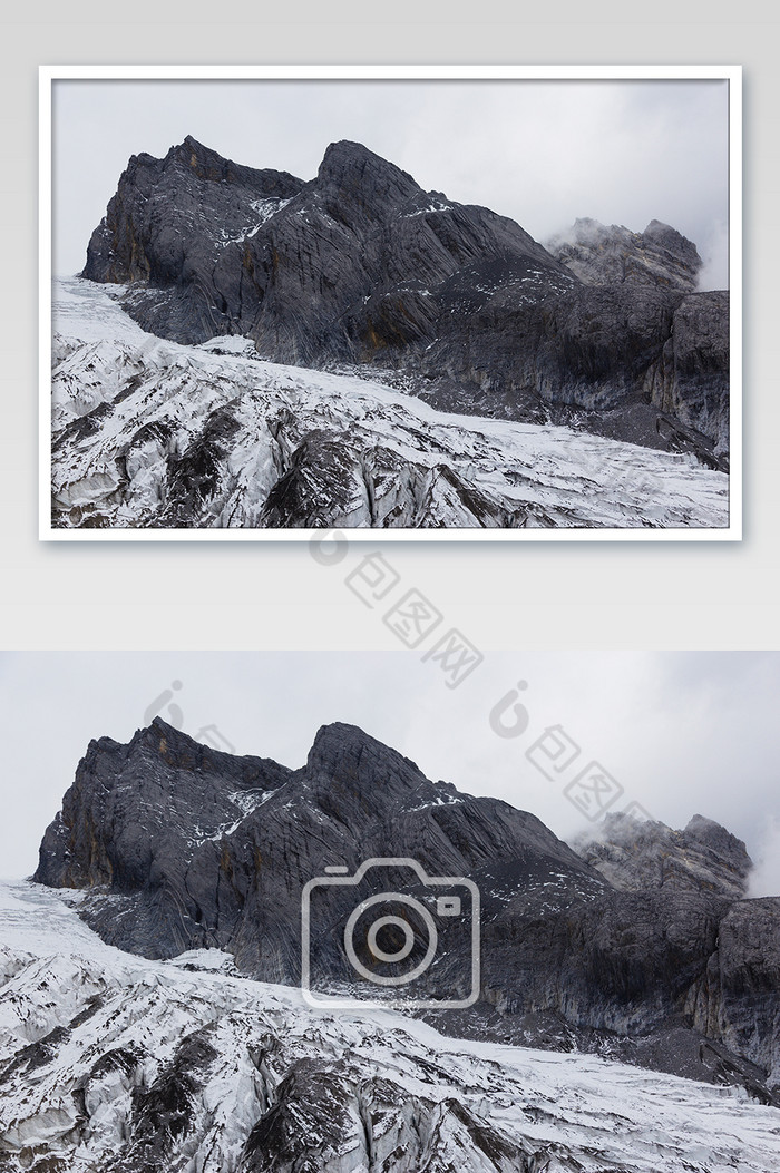 云南玉龙雪山山顶雪山岩石细节摄影图图片图片