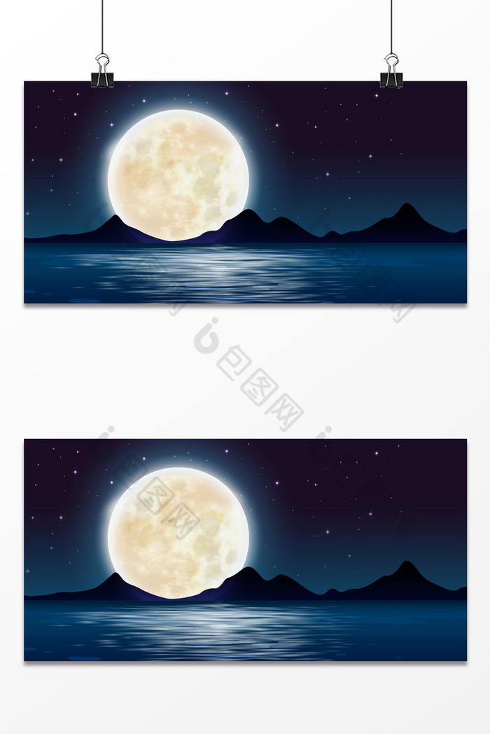 夜晚月亮海面反光旅游出游图片图片